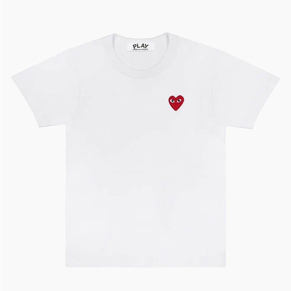 Comme des Garcons White Tee with Red Heart